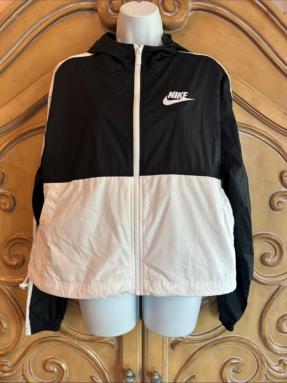 Nike Women's Black & White Bomber Windbreaker Jacket